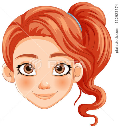 Smiling Redhead Girl Vector Portrait Smiling Redhead Girl Vector Portrait 112923574