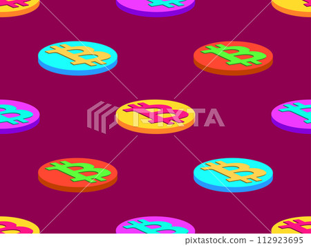 Bitcoin 3D coins seamless pattern. Multi-colored coins with the Bitcoin symbol. Bitcoin cryptocurrency, crypto trading. Design of wallpapers, banners and posters. Vector illustration Bitcoin 3D coins seamless pattern. Multi-colored coins with the Bitcoin symbol. Bitcoin cryptocurrency, crypto trading. Design of wallpapers, banners and posters. Vector illustration 112923695
