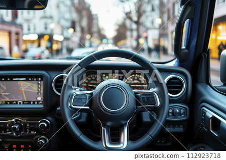 汽車方向盤的特寫 112923718