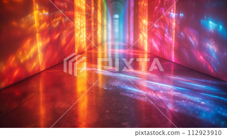 Corridor filled with colorful light - AI generated image 112923910