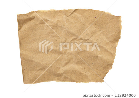 Brown Cardboard paper piece isolated on white background 112924006