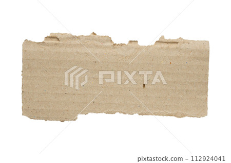 Brown Cardboard paper piece isolated on white background Brown Cardboard paper piece isolated on white background 112924041
