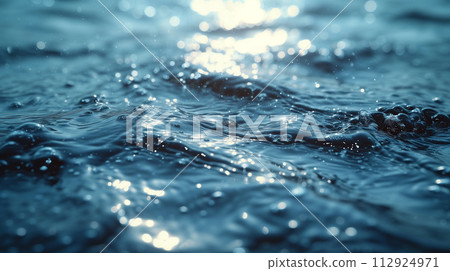 波光粼粼的水的特寫 AI 產生的影像 112924971