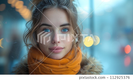 closeup portrait of a pretty young girl 112925376