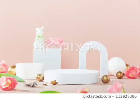 various geometric shapes for product presentation. Podium to show cosmetic products various geometric shapes for product presentation. Podium to show cosmetic products 112925396