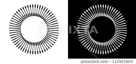Abstract background with lines in circle. Art design spiral as logo or icon. A black figure on a white background and an equally white figure on the black side. 112925803