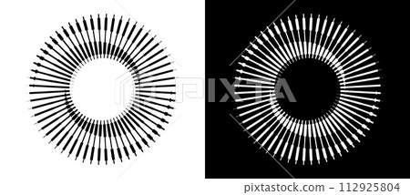 Abstract background with lines in circle. Art design spiral as logo or icon. A black figure on a white background and an equally white figure on the black side. 112925804