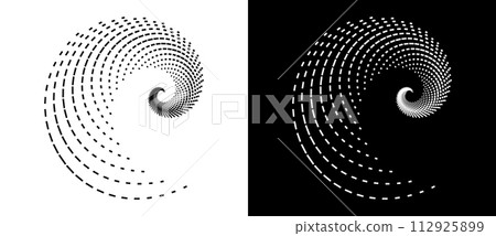 Abstract background with lines in spiral. Art design spiral as logo or icon. A black figure on a white background and an equally white figure on the black side. Abstract background with lines in spiral. Art design spiral as logo or icon. A black figure on a white background and an equally white figure on the black side. 112925899
