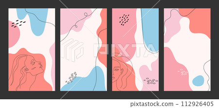 Abstract social media creative templates set. Post and story backgrounds different shapes. Editable. Vector illustration Abstract social media creative templates set. Post and story backgrounds different shapes. Editable. Vector illustration 112926405