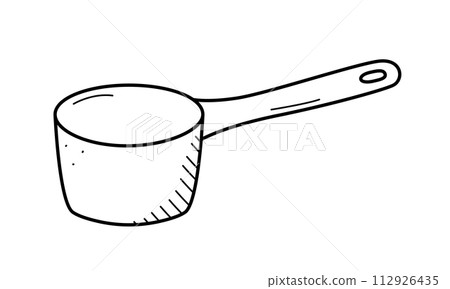 Cookware saucepan pan doodle icon. Vector illustration of kitchen utensils. Cookware saucepan pan doodle icon. Vector illustration of kitchen utensils. 112926435