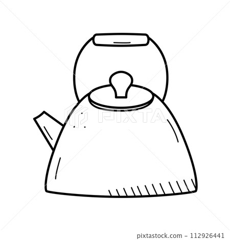 Teapot doodle sketch style icon. Vector illustration of elements cook. A kettle for boiling water. 112926441