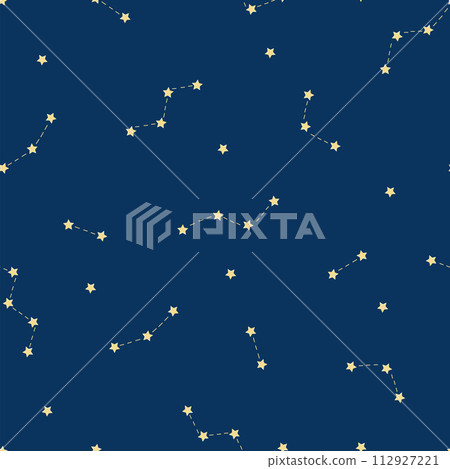 Vector seamless pattern with constellations and stars. Astronomical background Vector seamless pattern with constellations and stars. Astronomical background 112927221