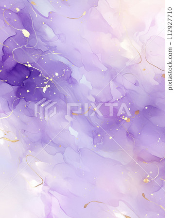 紫色和金色閃閃發光的水彩背景AI影像 112927710