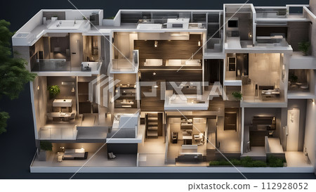 現代房間的剖面圖 112928052