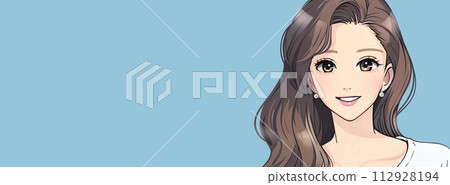 婦女/女孩橫幅/背景/標題插畫素材 112928194
