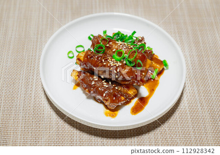 Long meat rolls made in the microwave Long meat rolls made in the microwave 112928342