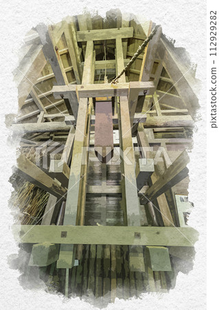 水彩風格雲南菅谷多多拉山內大道場 島根縣雲南市 112929282