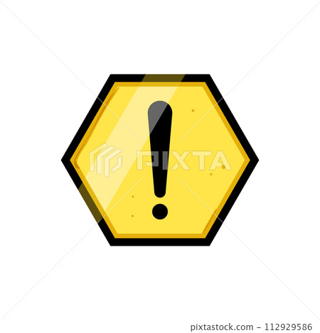 exclamation yellow warning sign cartoon vector illustration 112929586