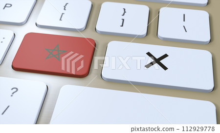 Morocco National Flag and Cross or No Button 3D Illustration Morocco National Flag and Cross or No Button 3D Illustration 112929778