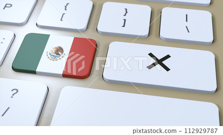 Mexico National Flag and Cross or No Button 3D Illustration Mexico National Flag and Cross or No Button 3D Illustration 112929787