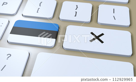 Estonia National Flag and Cross or No Button 3D Illustration 112929965