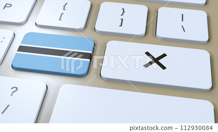 Botswana National Flag and Cross or No Button 3D Illustration 112930084