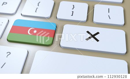 Azerbaijan National Flag and Cross or No Button 3D Illustration Azerbaijan National Flag and Cross or No Button 3D Illustration 112930128