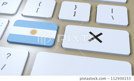 Argentina National Flag and Cross or No Button 3D Illustration 112930153