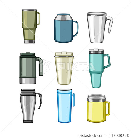 thermos cup set cartoon vector illustration 112930228