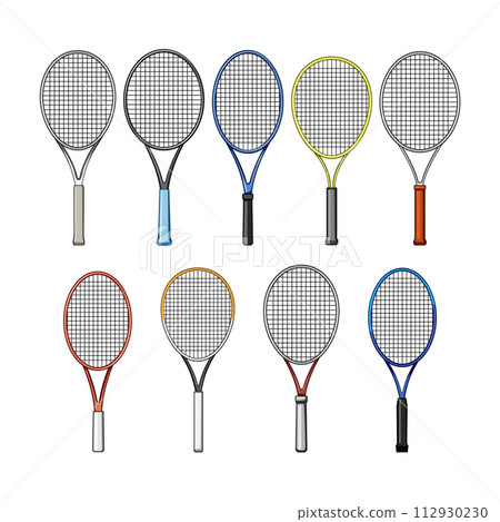 tennis racket set cartoon vector illustration 112930230