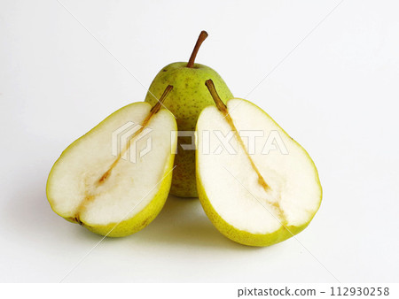 lafrance pear fruit cut white background lafrance pear fruit cut white background 112930258