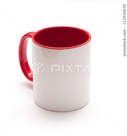 White mug with red handle White mug with red handle 112930678