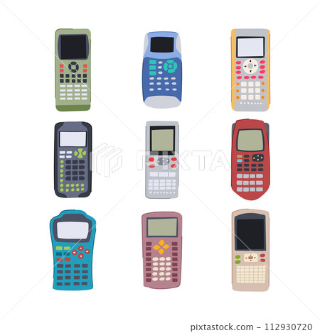 graphing calculator set cartoon vector illustration graphing calculator set cartoon vector illustration 112930720