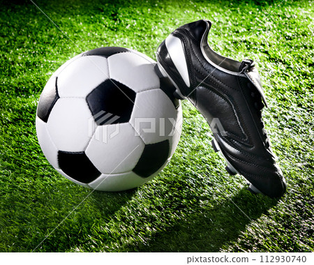 soccer ball and shoes soccer ball and shoes 112930740