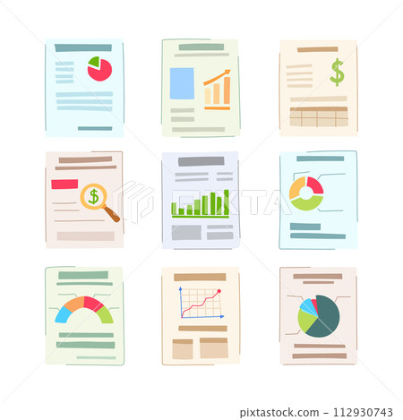 financial report set cartoon vector illustration financial report set cartoon vector illustration 112930743