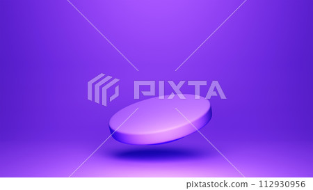 3D modeling purple minimal concept floating cylinder pedestal podium for product showcase display on empty background illustration 3D modeling purple minimal concept floating cylinder pedestal podium for product showcase display on empty background illustration 112930956