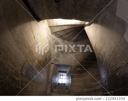 interior of stairway of florence giotto tower detail near Cathedral Santa Maria dei Fiori, Brunelleschi Dome Italy 112931334