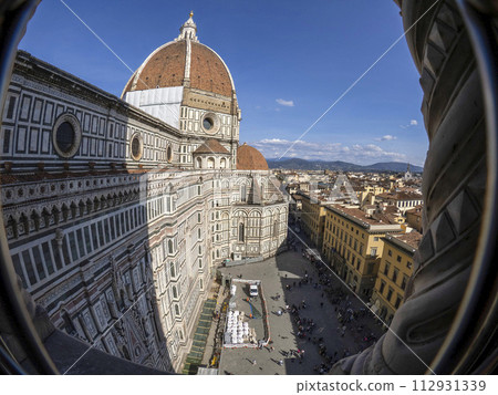Brunelleschi Dome Aerial view from giotto tower detail near Cathedral Santa Maria dei Fiori Italy 112931339