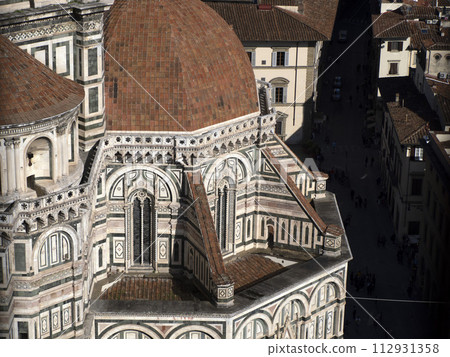 Brunelleschi Dome Aerial view from giotto tower detail near Cathedral Santa Maria dei Fiori Italy 112931358
