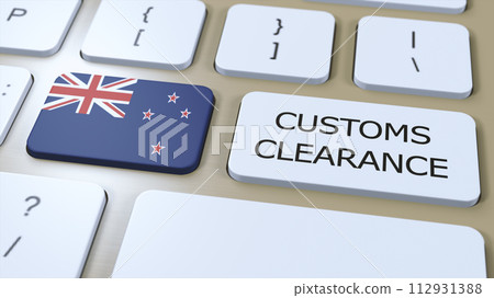 New Zealand National Flag and Text Customs Clearance on Button 3D Illustration New Zealand National Flag and Text Customs Clearance on Button 3D Illustration 112931388