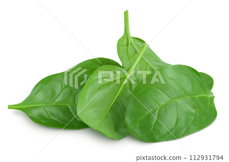 Baby spinach leaves isolated on white background Baby spinach leaves isolated on white background 112931794