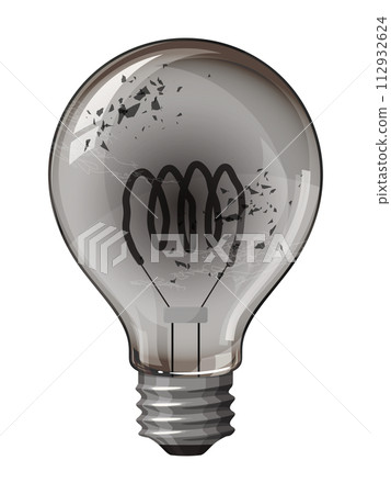 Illustration of a charred light bulb 112932624