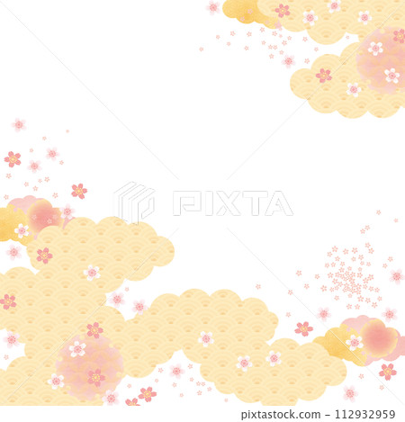Background material-Japanese pattern cherry blossoms 2024-17 112932959