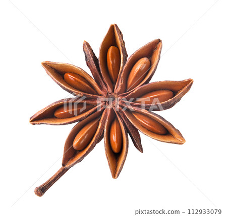 Star anise close-up on a white. Isolated 112933079