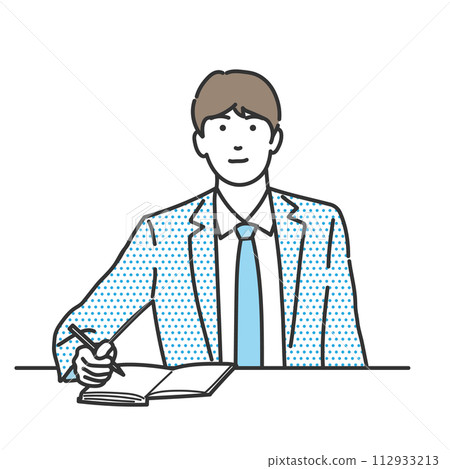 商人寫文檔的插畫白色背景,白色背景,無背景向量素材 112933213
