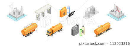 Oil Petroleum Industry with Fuel Extraction Vector Set 112933216