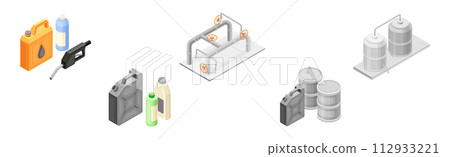 Oil Petroleum Industry with Fuel Extraction Vector Set 112933221