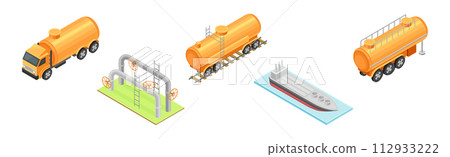 Oil Petroleum Industry with Fuel Extraction Vector Set 112933222