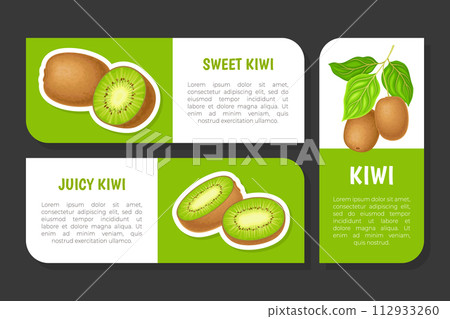 Sweet Kiwi Fruit Label Design with Green Food Vector Template 112933260