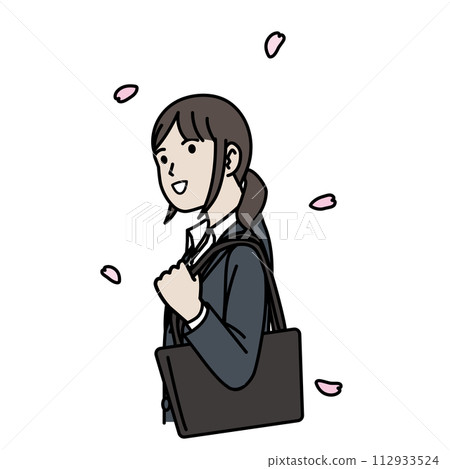 女上班族上下班抬頭的插圖 女上班族上下班抬頭的插圖 112933524